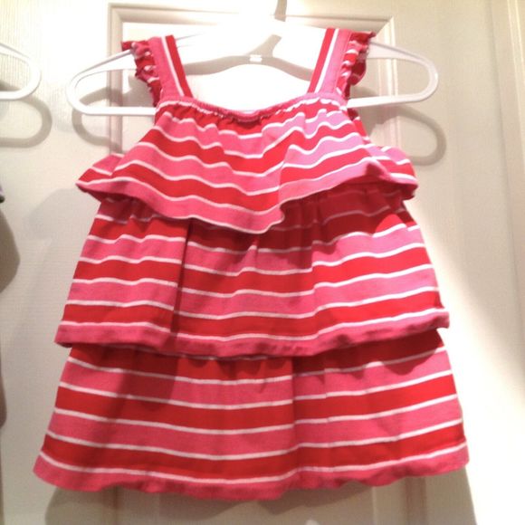 Hanna Andersson Top Girls Sz 3/90 Lot Of 2 Tank Stripe Tiers Ruffles Red Purple - Picture 9 of 15
